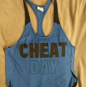 Racerback workout tank royal blue and black